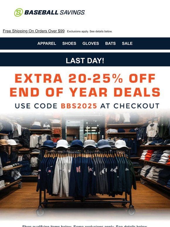 Last Day For Extra 20-25% Off End Of Year Deals!
