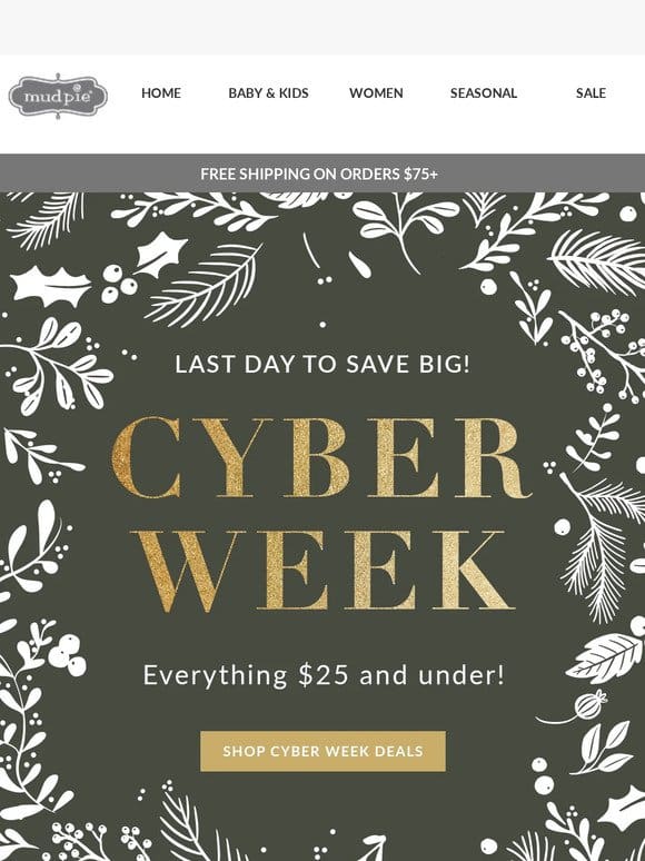 Last Day for Cyber Week savings!