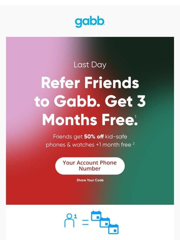 Last Day–Don’t Miss 3 Months of FREE Service! Refer Friends to Gabb!