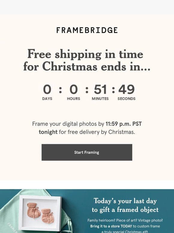 Last call for FREE shipping by Christmas