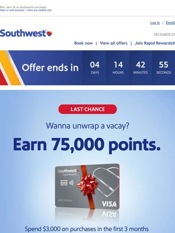 Last chance to earn 75，000 points!