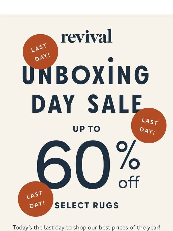 Last day for up to 60% off
