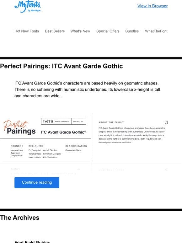 Learn all about Perfect Pairings for ITC Avant Garde Gothic®