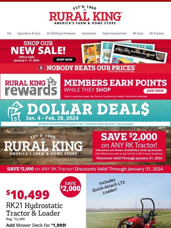 Level Up Your Farm: $2000 Off Any RK Tractor + 15% Off King Kutter – Limited Time Only!