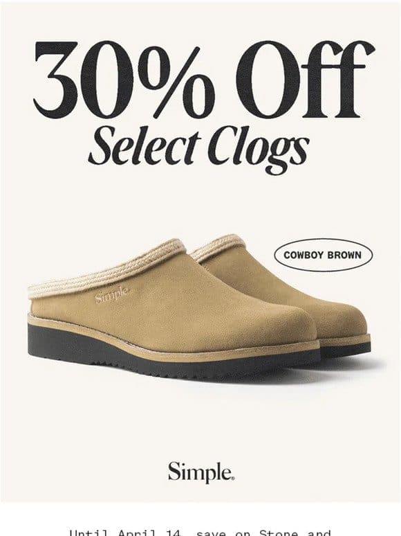 Limited Time: 30% Off Select Clogs