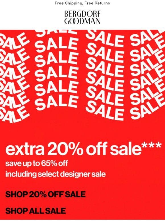 LIMITED TIME! EXTRA 20% OFF SALE