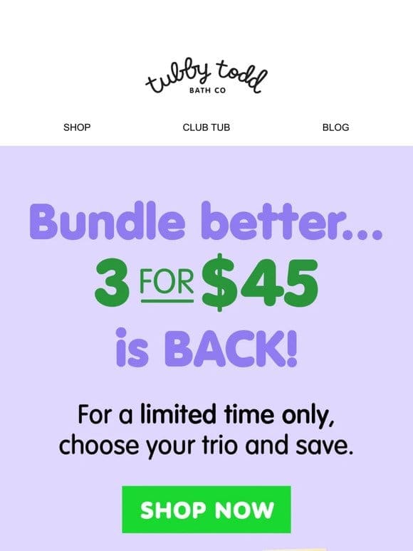 Limited time: get 3 for $45