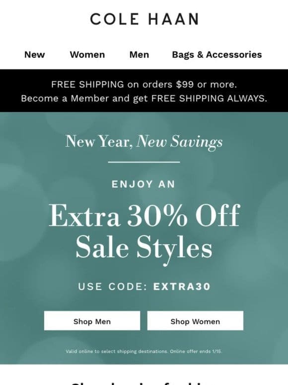 Limited time only: Extra 30% off sale styles