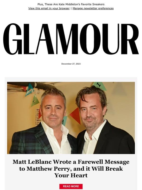 Matt LeBlanc Wrote a Farewell Message to Matthew Perry， and it Will Break Your Heart