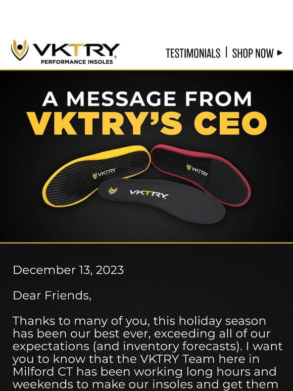 Message from VKTRY’s CEO