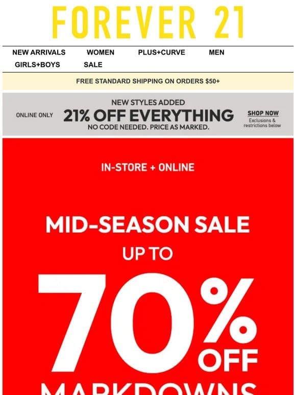 Mid Season Sale: Up to 70% off