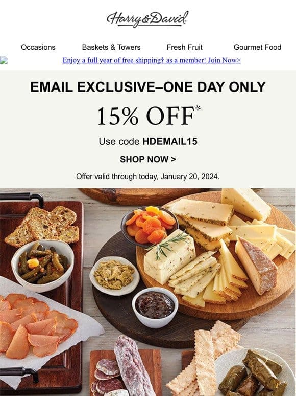 More cheese， please: 15% off artisanal offerings.