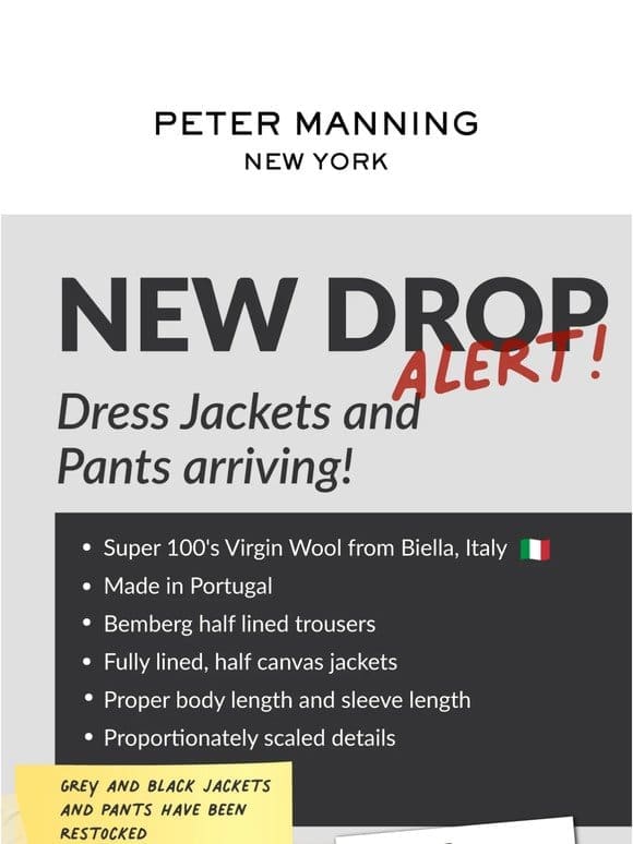 NEW DROP Alert! Dress Jackets and Pants arriving!