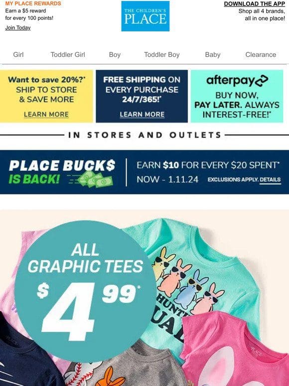 NEW GRAPHIC TEES ALERT ($4.99 in STORES!)