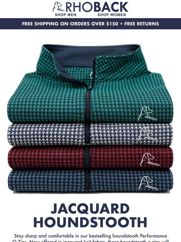 NEW: Jacquard Houndstooth Q-Zips