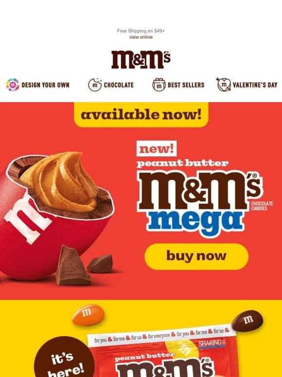 NEW   M&M’S Peanut Butter Mega has Arrived!