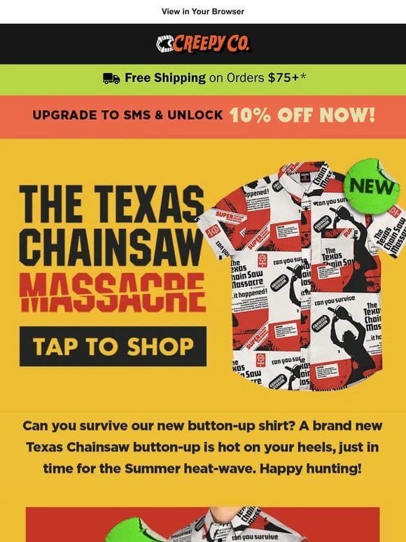 NEW Texas Chainsaw Button-Up + Restocked Classic Button-Up!