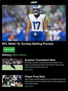 NFL Sunday Betting Preview， Fantasy Start/Sit and DFS Plays