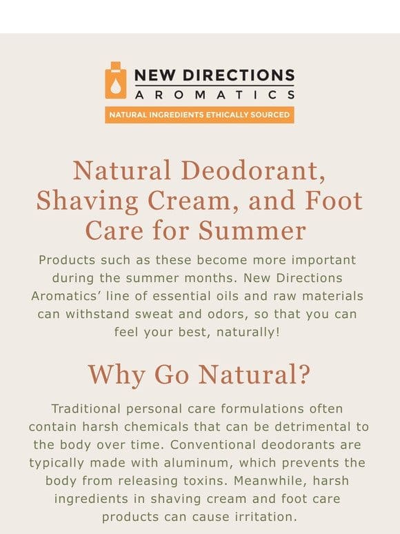 Natural Deodorant， Shaving Cream， and Foot Care for Summer