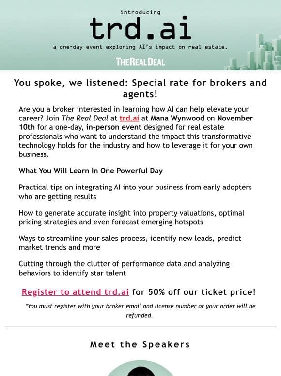 New @ TRD.AI: Exclusive rate for brokers and agents!
