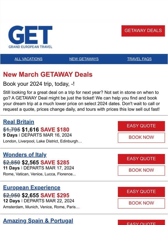 New GETAWAY Deals for the New Year!