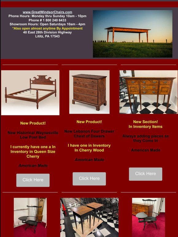 New Handcrafted Furniture Pieces and In Inventory Items – Great Windsor Chairs
