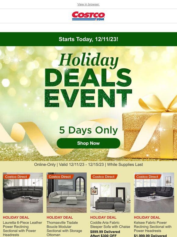New Holiday Deals Event – 5 Days Only!