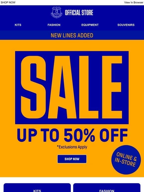 New Lines Added >> Up To 50% Off!