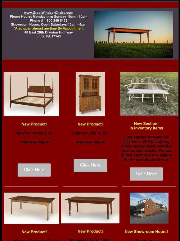 New Products and In Inventory Items – Great Windsor Chairs