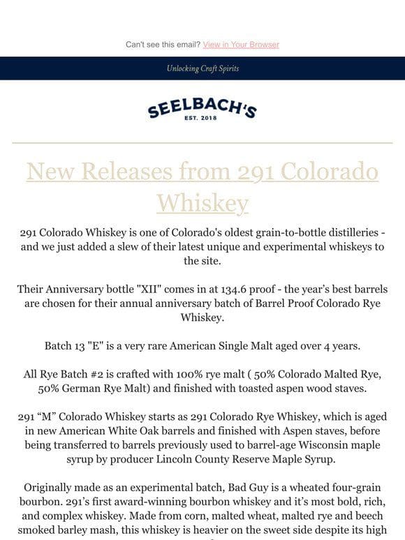 New Releases From 291 Colorado Whiskey