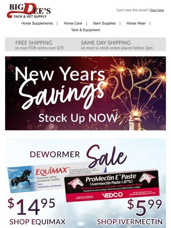 New Years SAVINGS – Stock Up NOW