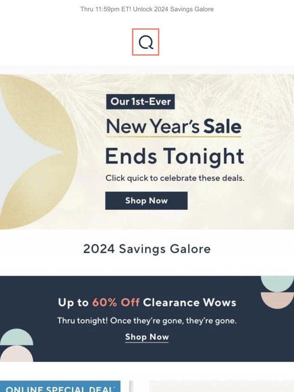 New Year’s sale ends tonight