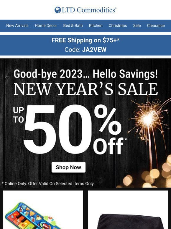 New Years Sale Starts TODAY! Save Up to 50%