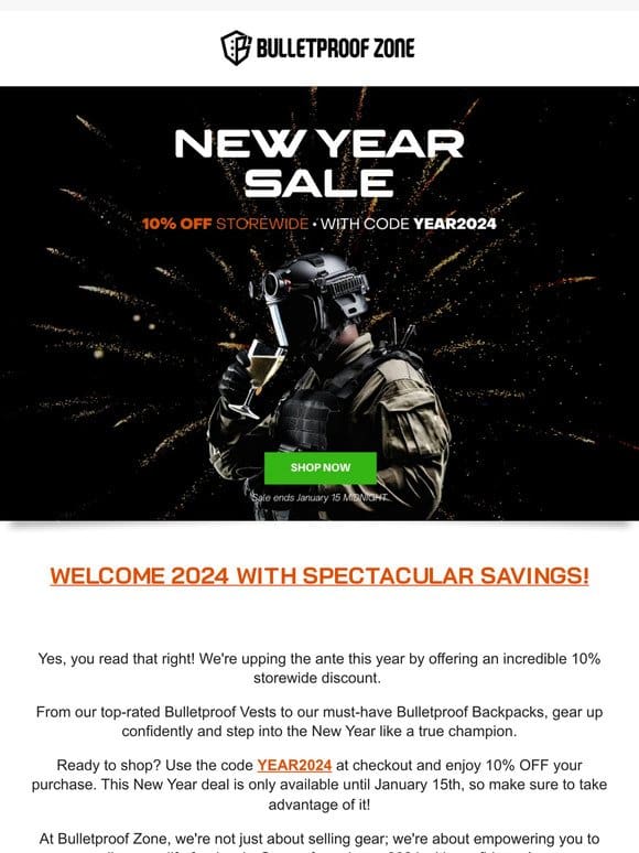 New Year， New Gear! Kickstart 2024 with 10% OFF savings!