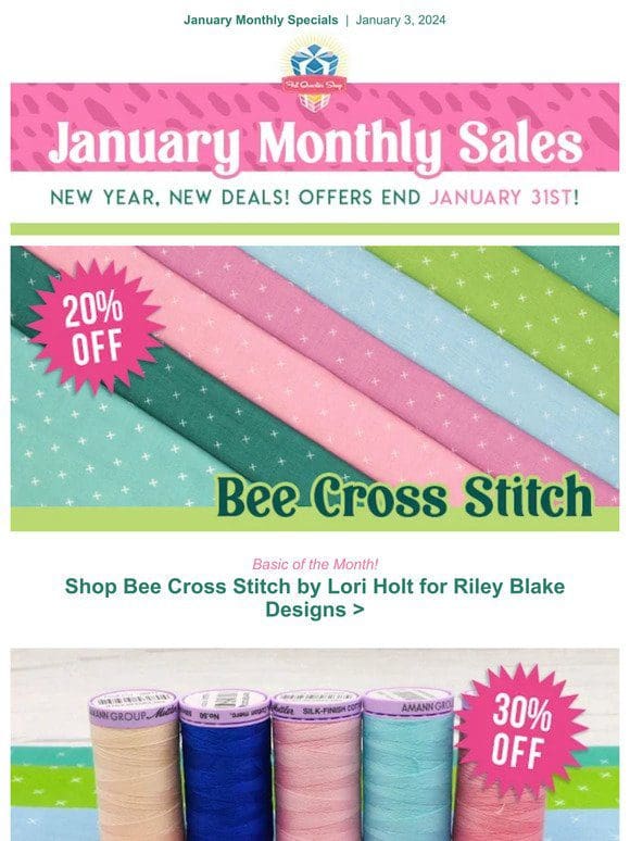 New year， new deals on Bee Cross Stitch basics and MORE!