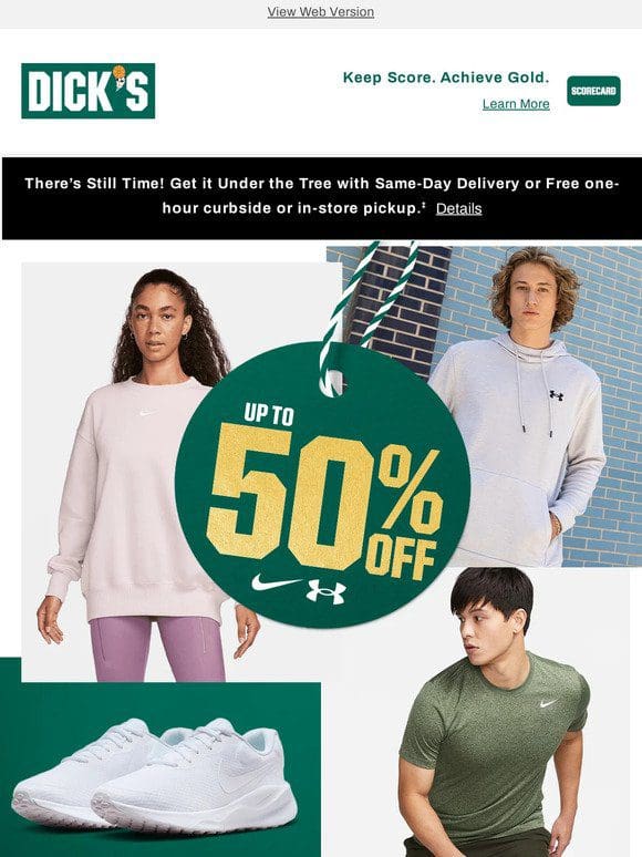 Nike， adidas， Under Armour & more   Up to 50% off select styles!