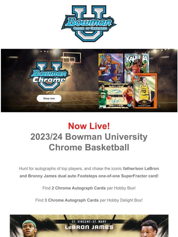 Now Live: 2023/24 Bowman U Chrome Basketball!
