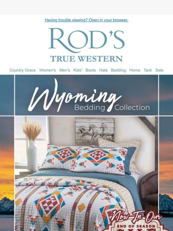 Now On Sale! Rod’s Exclusive Wyoming Bedding Collection