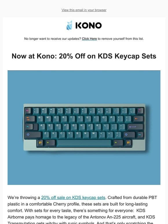 Now at Kono: 20% Off on KDS Keycap Sets