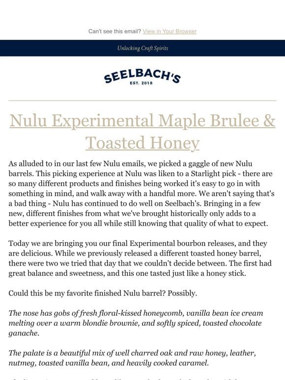 Nulu Experimental Maple Brulee & Toasted Honey