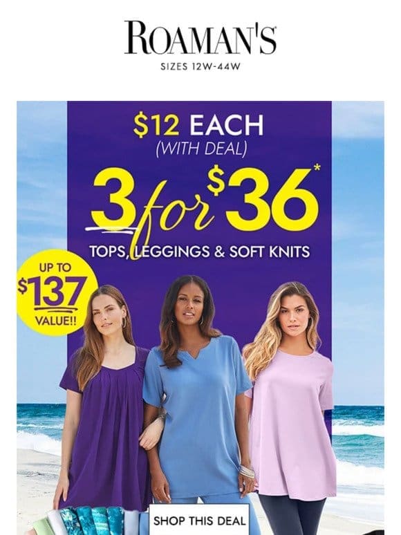 OMG. 3 For $36 is happening NOW
