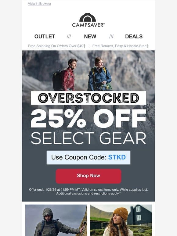 OVERSTOCKED SALE: 25% Off Select Gear