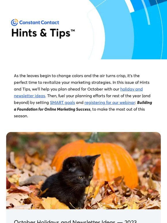 October Holiday and Newsletter Ideas