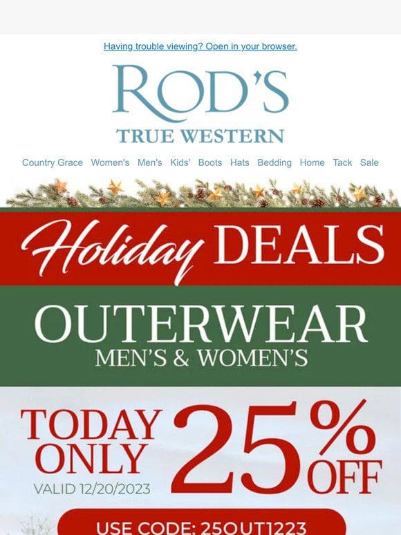One Day Only: 25% Off Outerwear!