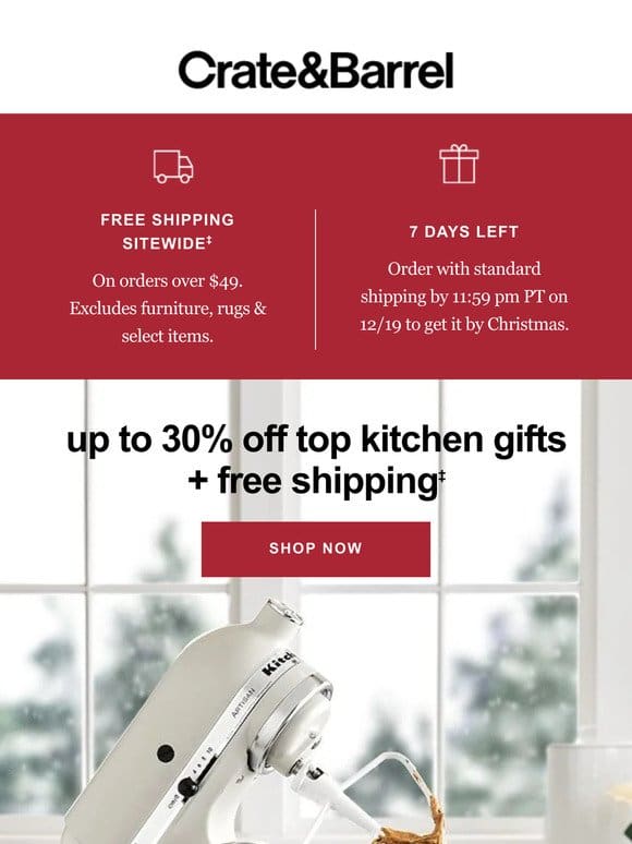 Open up for sitewide free shipping + up to 30% off kitchen gifts →