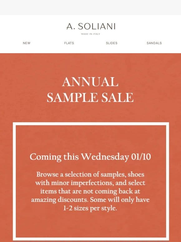 Our Annual Sample Sale is coming this week