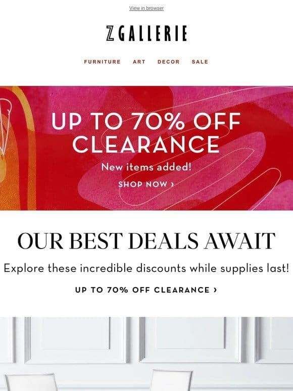 Our Deepest Deals! Up To 70% OFF Clearance