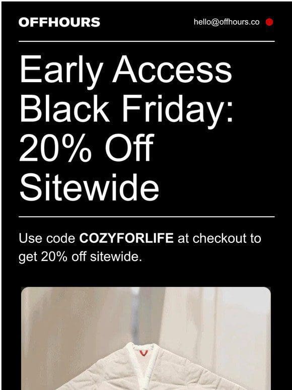 Our first ever Black Friday: 20% off sitewide