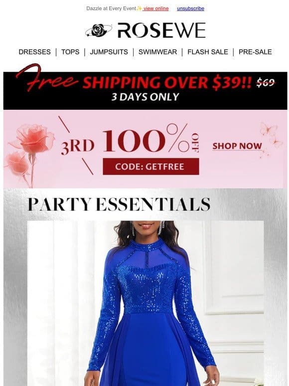 PARTY & EVENING: FREE SHIPPING + GET 3RD FREE!