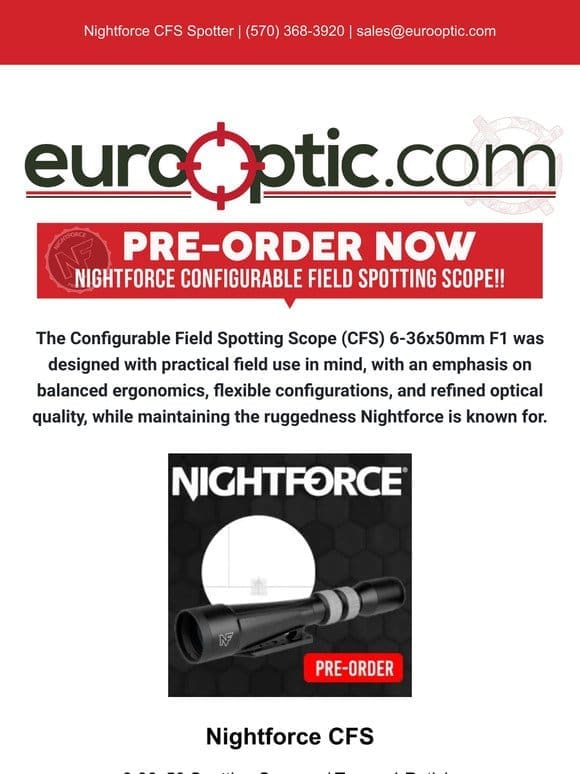 PRE-ORDER NOW: Nightforce Configurable Field Spotting Scope